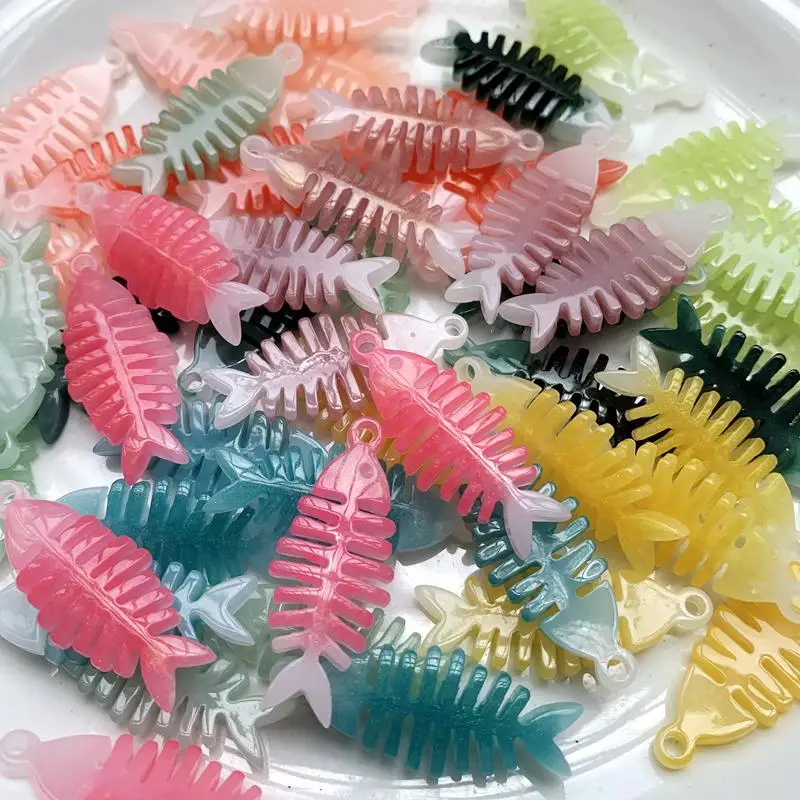 About 16*38mm 10pcs Resin Cute fishbone Flatback Stone Wedding Buttons Jewelry DIY scrapbook Accessories crafts -HR73