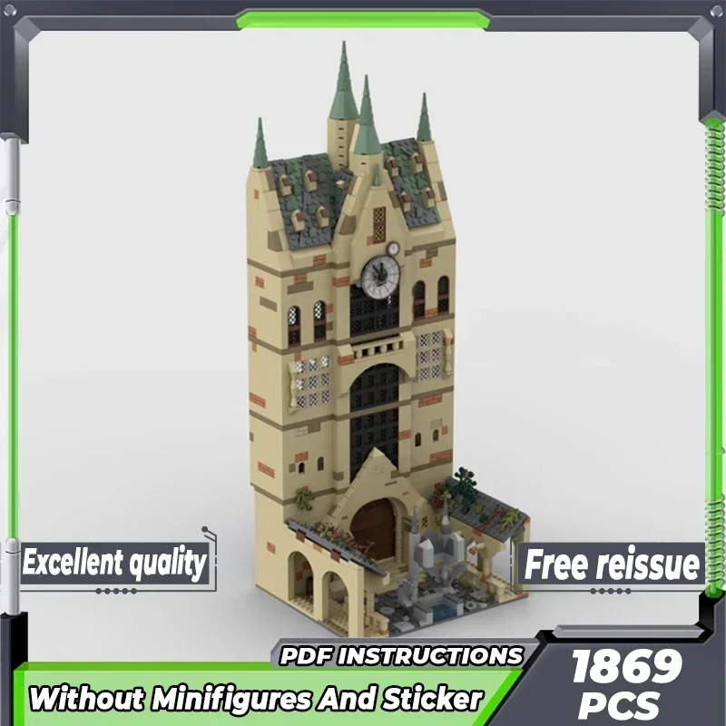 

Волшебная школьная модель Moc, строительные кирпичи, средневековые часы, башня, технология, модульные блоки, подарки, рождественские игрушки, наборы «сделай сам», сборка