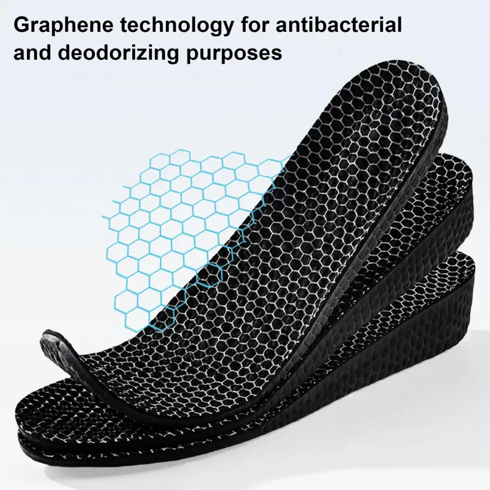 Unisex Height Lift Insoles Massage Arch Support Cushioned Foam Shock Absorption for Walking Running Fitness