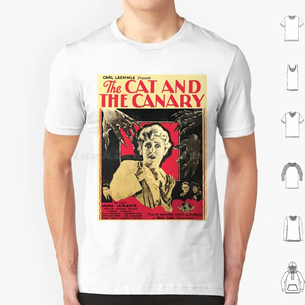 The Cat And The Canary ( 1927 ) Poster T Shirt Cotton Men Women DIY Print Cat Canary Silent Film Old Hollywood Horror