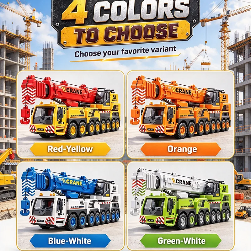Large Toy Inertial Lifting Crane Model Construction Machinery Engineering Vehicle Movable Boom And Hook Car Simulation Model