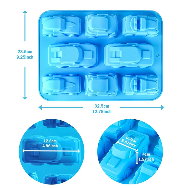 3D Car Silicone Mold Vehicle Soap Chocolate Candy Mould Cartoon Train Jelly Crayon Ice Cube Tray Cake Topper Decorating Tool