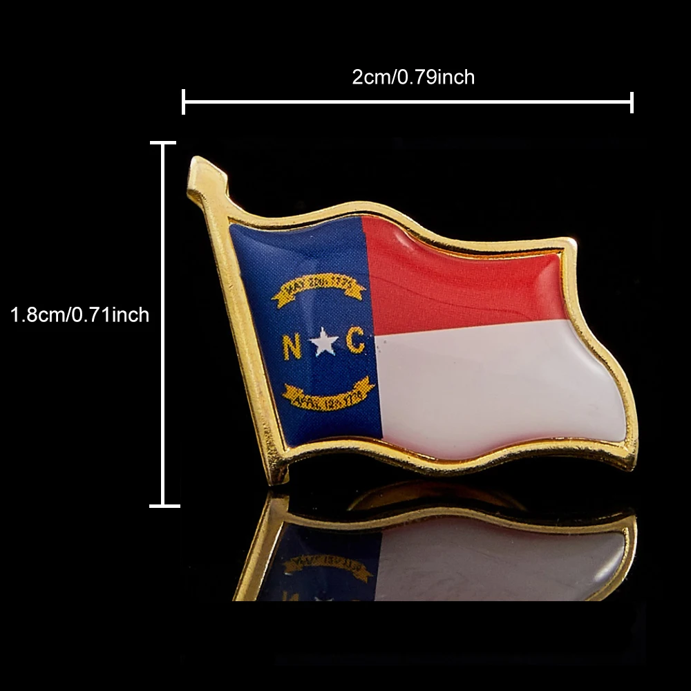 USA North Carolina State Gold Plated Flag Lapel Pins Shirt Tie Necktie Pins Clip Clasp Lapel Stick Brooch