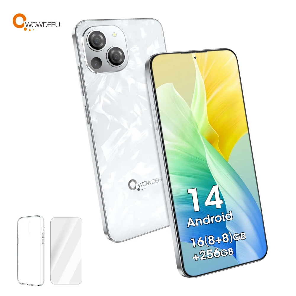 CWOWDEFU Entsperrtes Smartphone Android 14, 16 GB + 256 GB, 6,58 Zoll FHD+ Incell-Bildschirm, 48 MP + 24 MP, Dual-SIM 4G, 8-Core, Gesichts-Fingerabdruck-ID, NFC, OTG, S18-Mobiltelefon