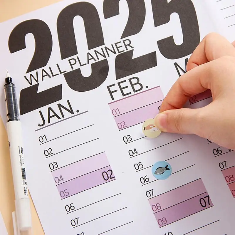 Настенный календарь на 12 месяцев на 2025 год, школьный годовой календарь, украшение для дома, настольные аксессуары, органайзер для домашнего расписания