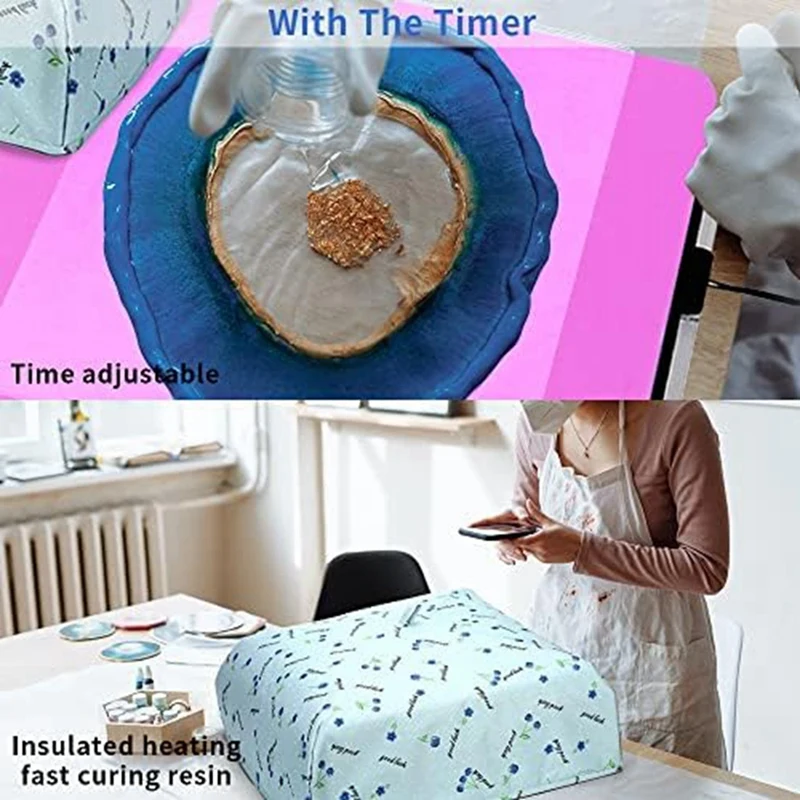 حصيرة علاج الراتنج سريعة مع وسادة حرارية سيليكون ، سخان الايبوكسي ، غطاء الموقت ، قابس الولايات المتحدة #4