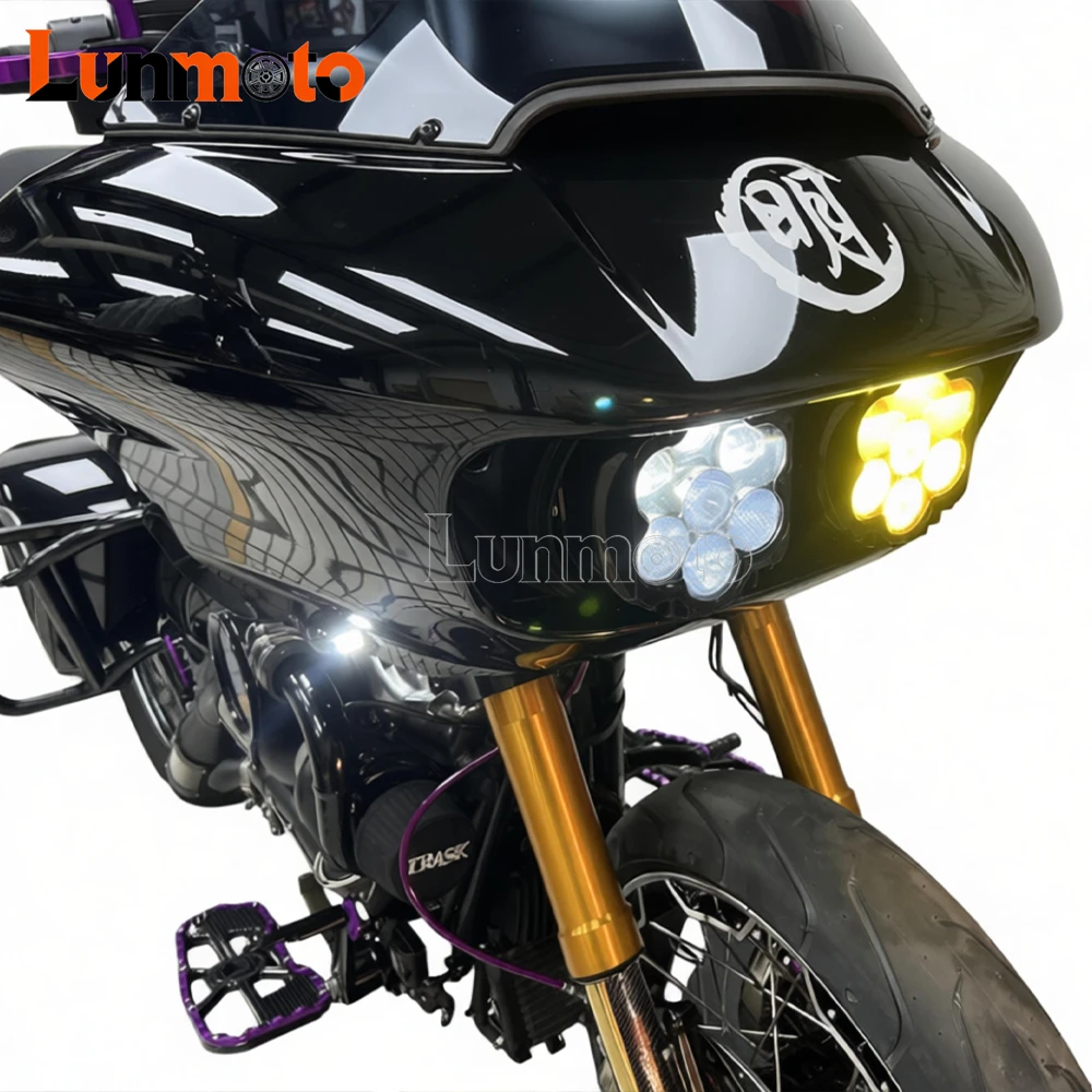 Motorcycle E-Marked LED Headlight High/Low Beam Headlamp For Harley Touirng Road Glide CVO Limited Ultra Special FLTRX 2015-2025