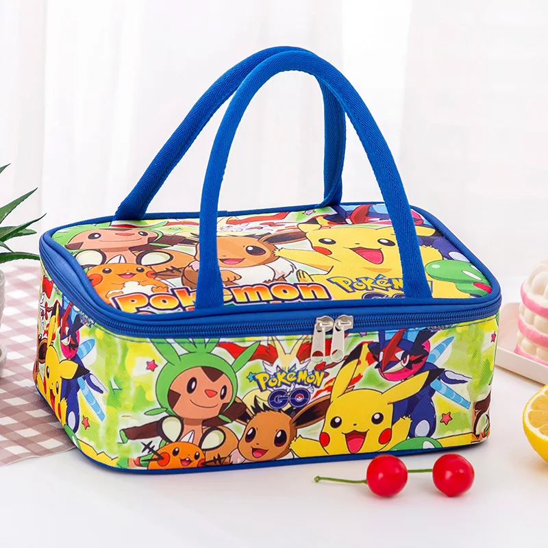 Pokemon Pikachu Insulated Lunch Box Bag Thickened Student Portable Lunch Bag Men and Women Large Capacity Travel Lunch Bag Gifts