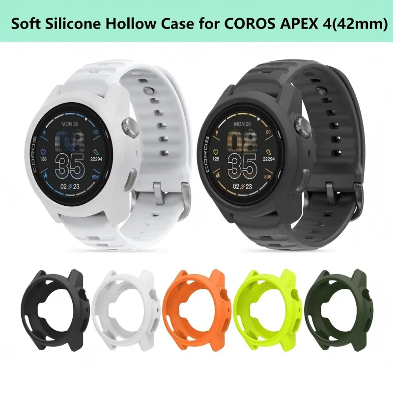 Soft Silicone Hollow Case for COROS APEX4 46mm 42mm Smart Watch Frame Cover Protective Shell  Bumper for COROS APEX4 Accessories