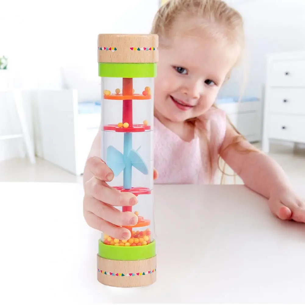 Beaded Raindrops Rainmaker Musical Rain Stick Toy for Babies Toddlers Developmental Instrument with Beaded Raindrops Tube Shaker