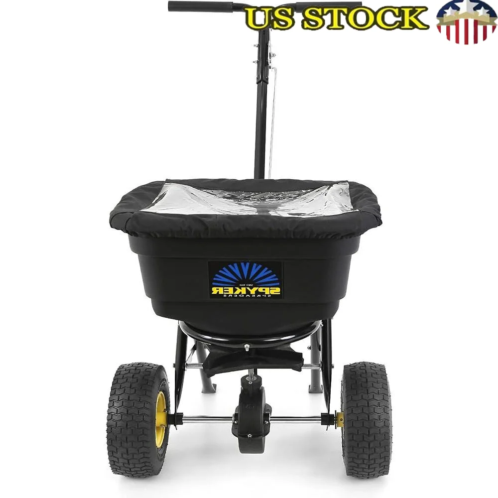 

Broadcast Spreader 50lb Capacity Adjustable Handle Enclosed Gears Positive On Off No Cables Screen Cover Accessories Available