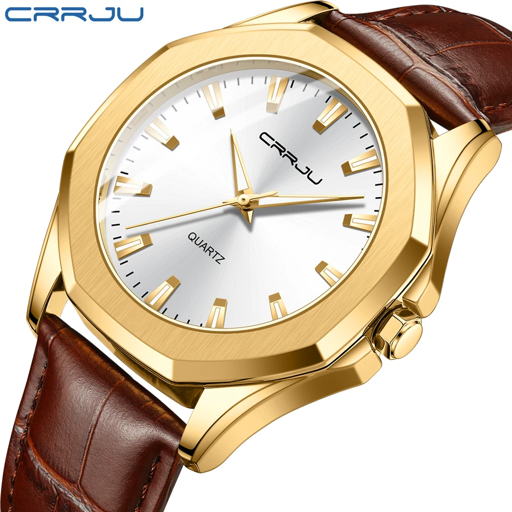 CRRJU Fashion Mens orologi Top Brand Luxury Quartz Watch Men Casual Waterproof Sport Watch con cinturino in pelle Relogio Masculino