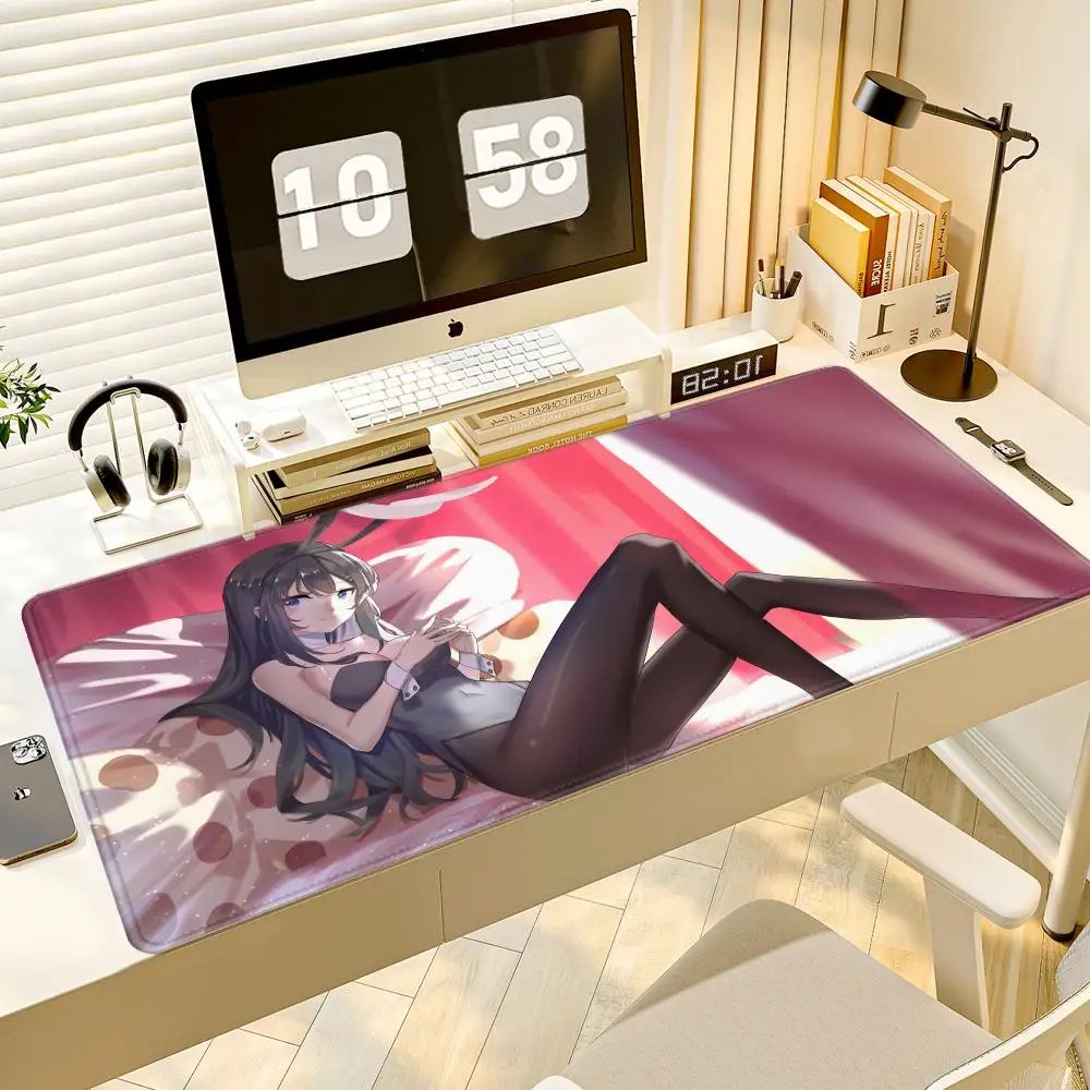 HYBXAXC Bunny Girl Sakurajima Mai Mauspad Xxl Zubehör Tastatur Schreibtischunterlage Computer PC Gamer Schrank Teppich Großes Mauspad Teppich