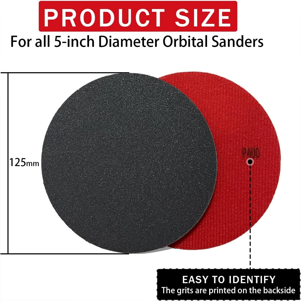 5-50Pcs 5 Inch Hook&Loop Sponge Sandpaper Kit Sponge Sanding Disc For Wood Metal Wall