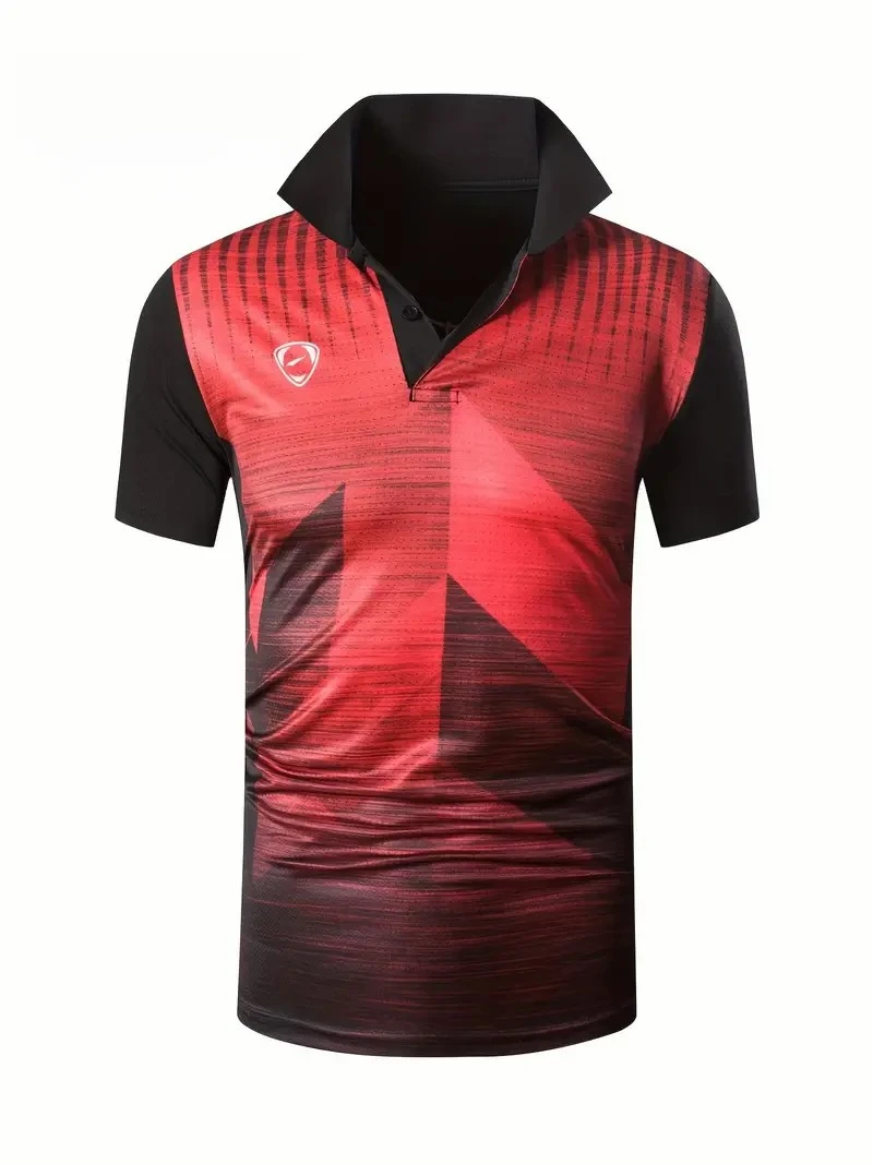 New Men's Polo Shirt, Quick Dry Sports Golf Clothing, Multi-colour Texture Printing, Loose Plus Size Men's Sports Tops S-5XL