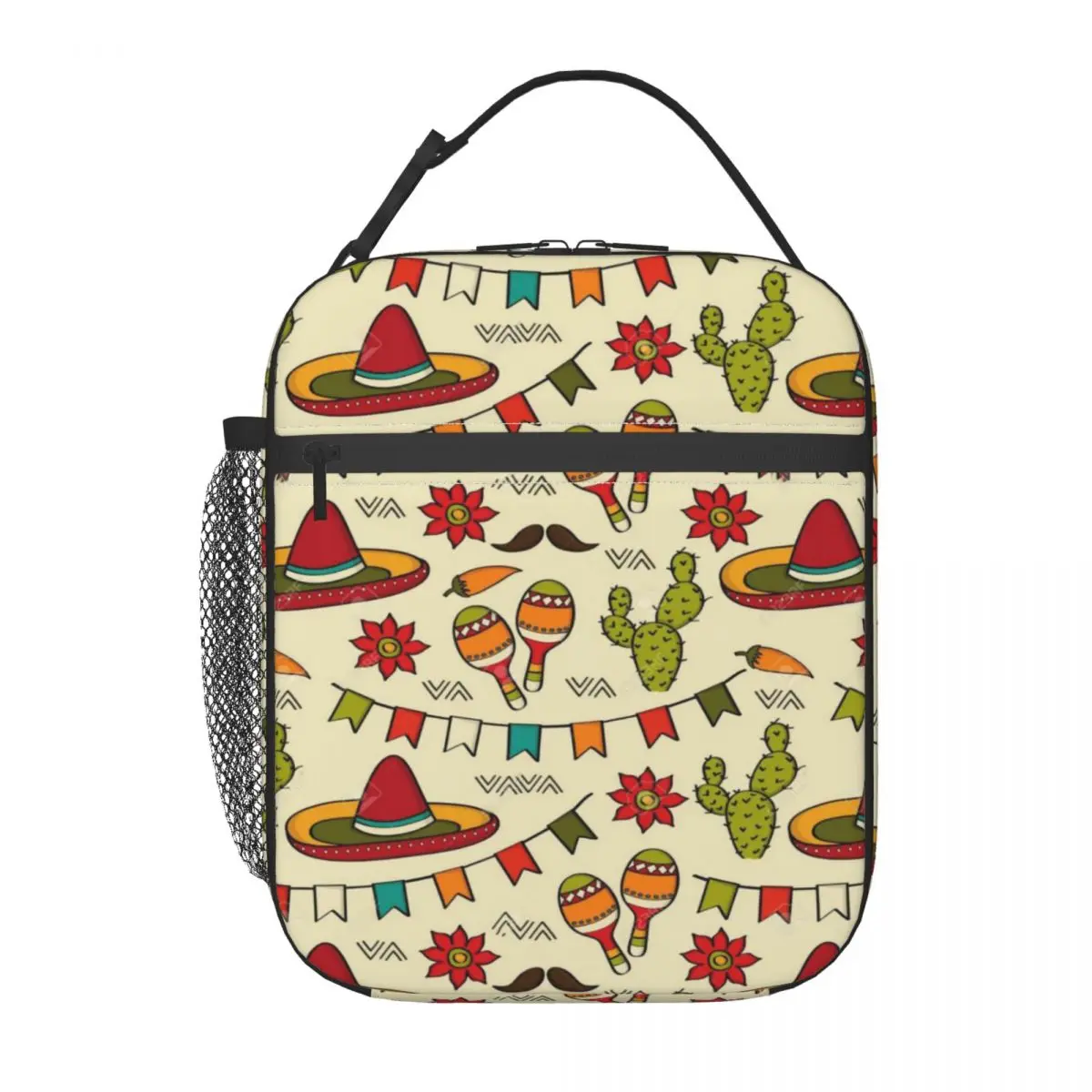 

Custom Colorful Mexican Day Lunch Bag for Women Thermal Cooler Insulated Bento Box Office Work School Waterproof Tote Bags