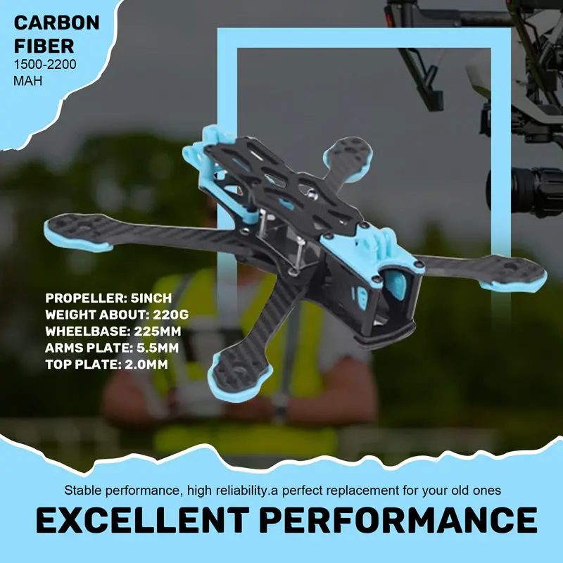 ABPP-5Inch 225Mm 225 Carbon Fiber FPV Drone Frame Kit With 5.5Mm Arm For APEX DC O3 APEX-DC O3 VTX Version FPV RC Drone