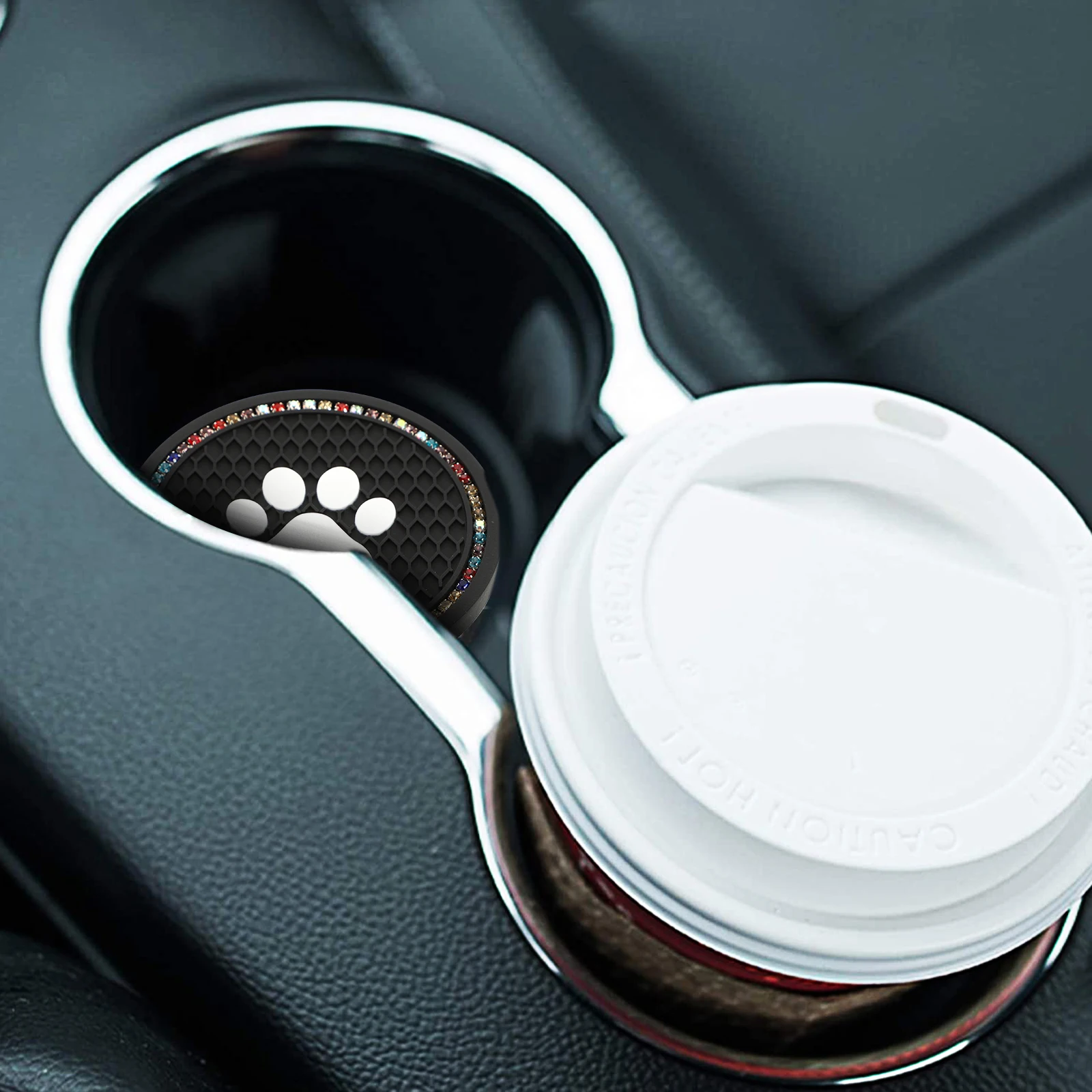 

2 Pcs Round Cat Paw Coaster Cup Coasters Diamond Pvc for Drinks Absorbent Cute Car