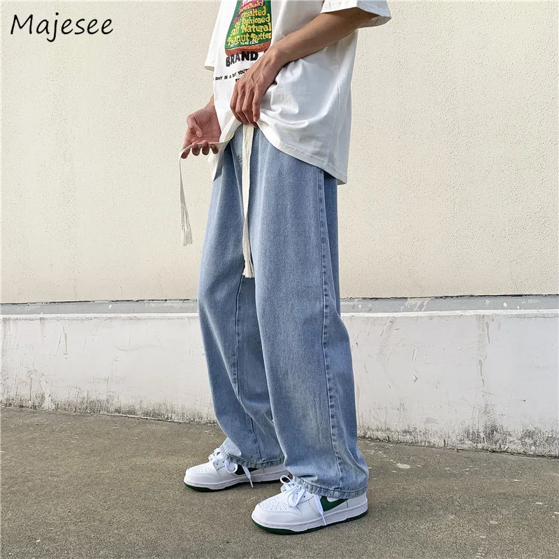 

Jeans Men Harajuku Retro All-match Drawstring Wide Leg Ins High Street Teens Handsome Ulzzang Students Fashion Cool Hip Hop New