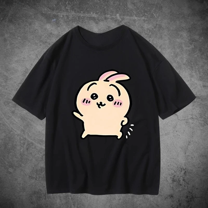 Chiikawa Cute Kawaii Anime Starry Tee Men's Women's Black Retro Cool Graphic Art Print Oversized Short Sleeve Streetwear Top
