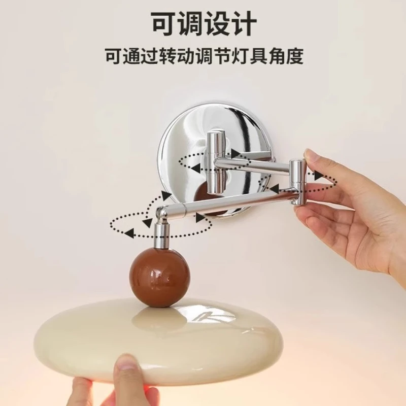 French Style Wall Lamps Originality Cream Wind Design Rotatable LED Wall Light Bedroom Bedside Table Study Cafe Home Decor Lamps