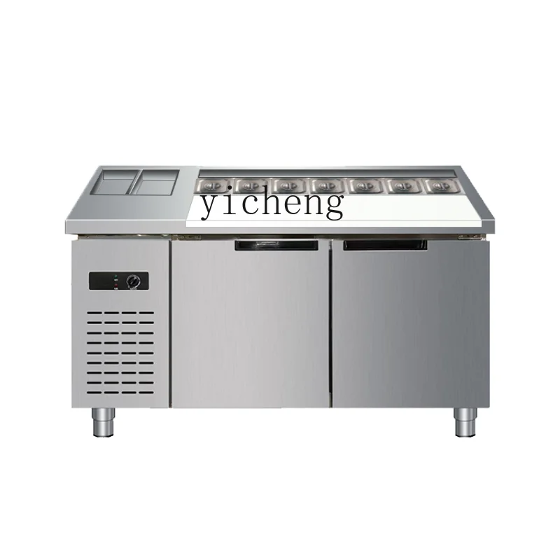 

Tqh Chinese Hamburger Console Frozen to Keep Fresh Industrial Refrigerator Rolling Table Workbench