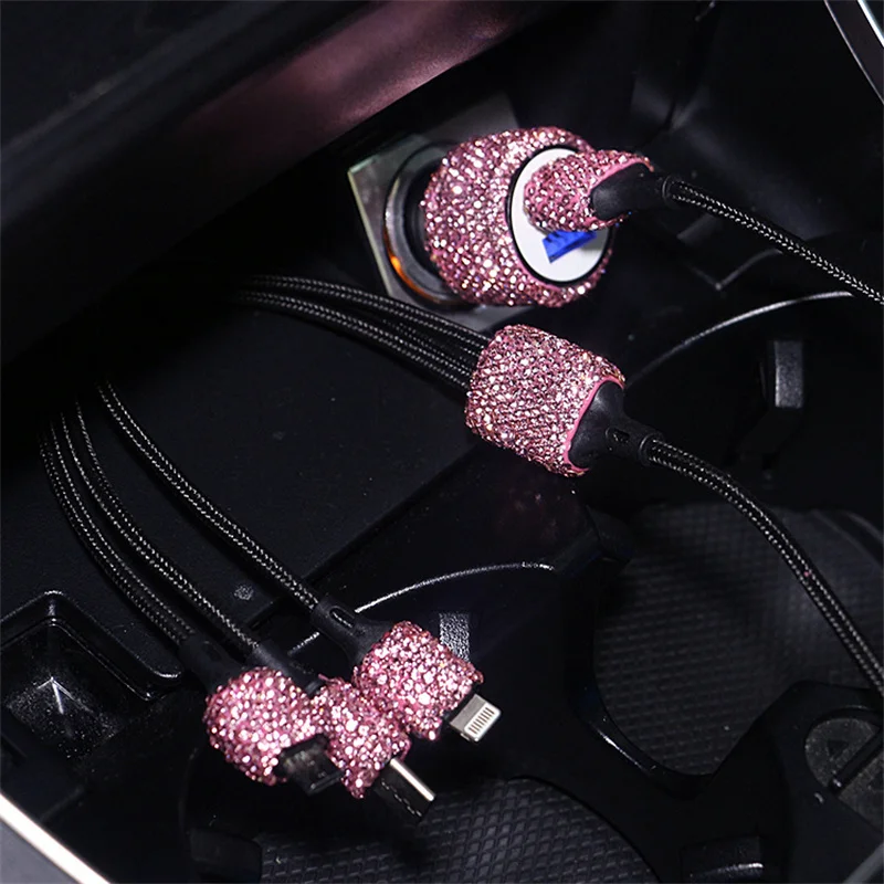 USB Car Charger 5V 2.1A Dual Port Fast Adapter Car Decor Car Styling Diamond Car Accessories Interior for Woman