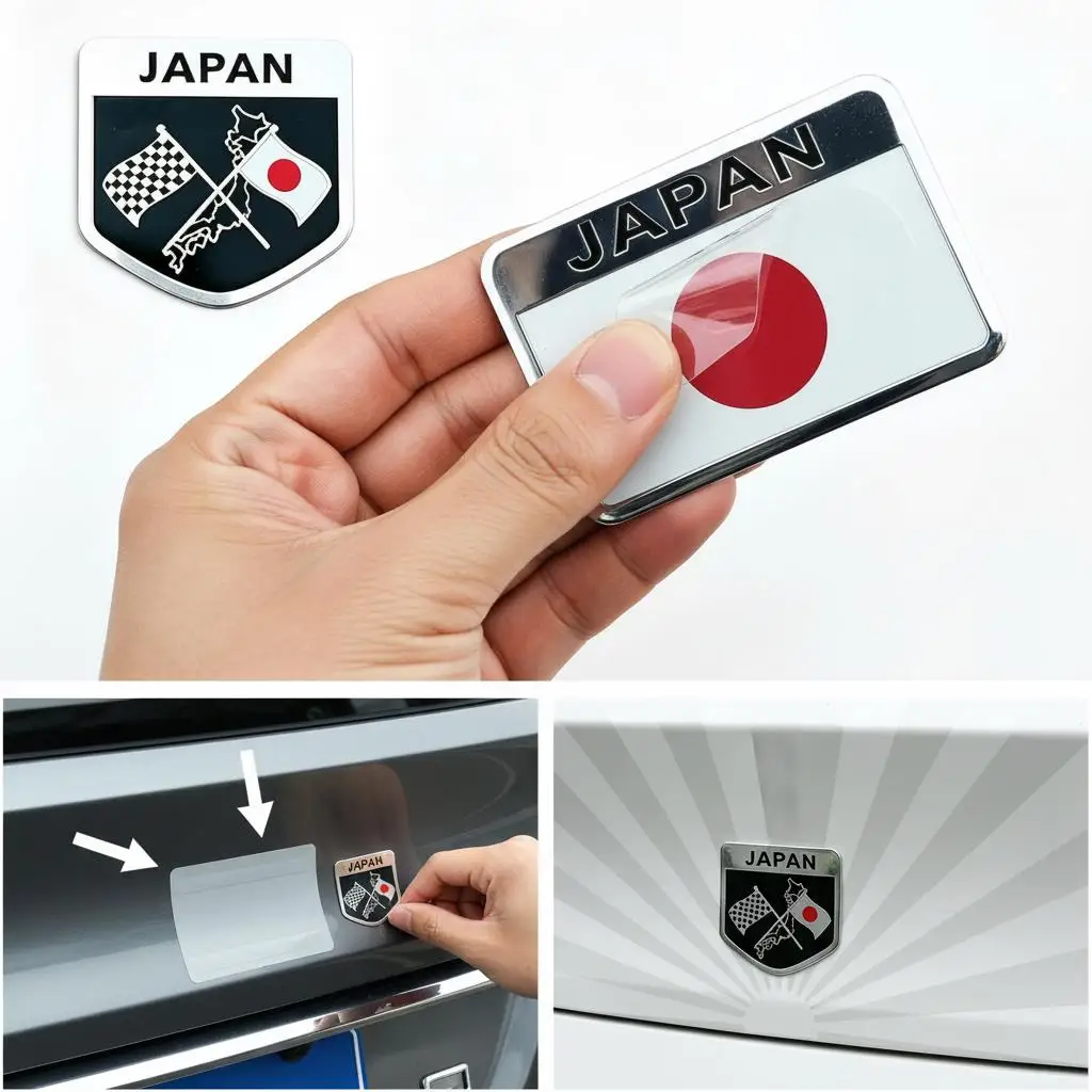 For KAWASAKI SUZUKI YAMAHA Honda Toyota Nissan Mazda Mitsubishi Japanese Flag Emblem Badge Car Styling Motorcycle Sticker Decal