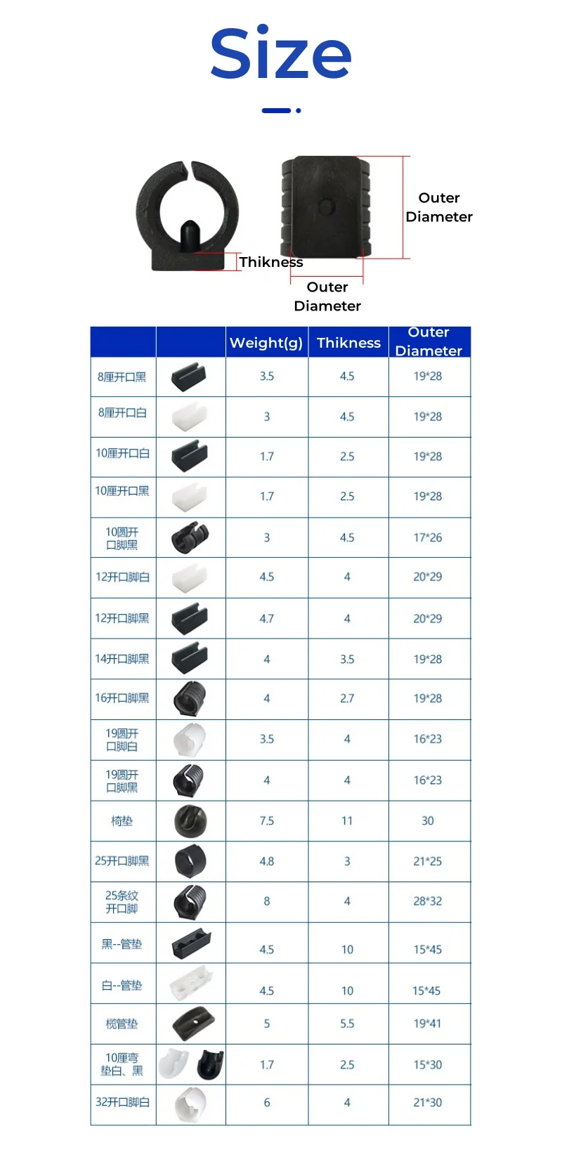 Black White Plastic Chair Legs Caps Furniture Feet Floor Protectors Anti-Slip Pads Silent Thicken Table Chair Leg Socks Covers