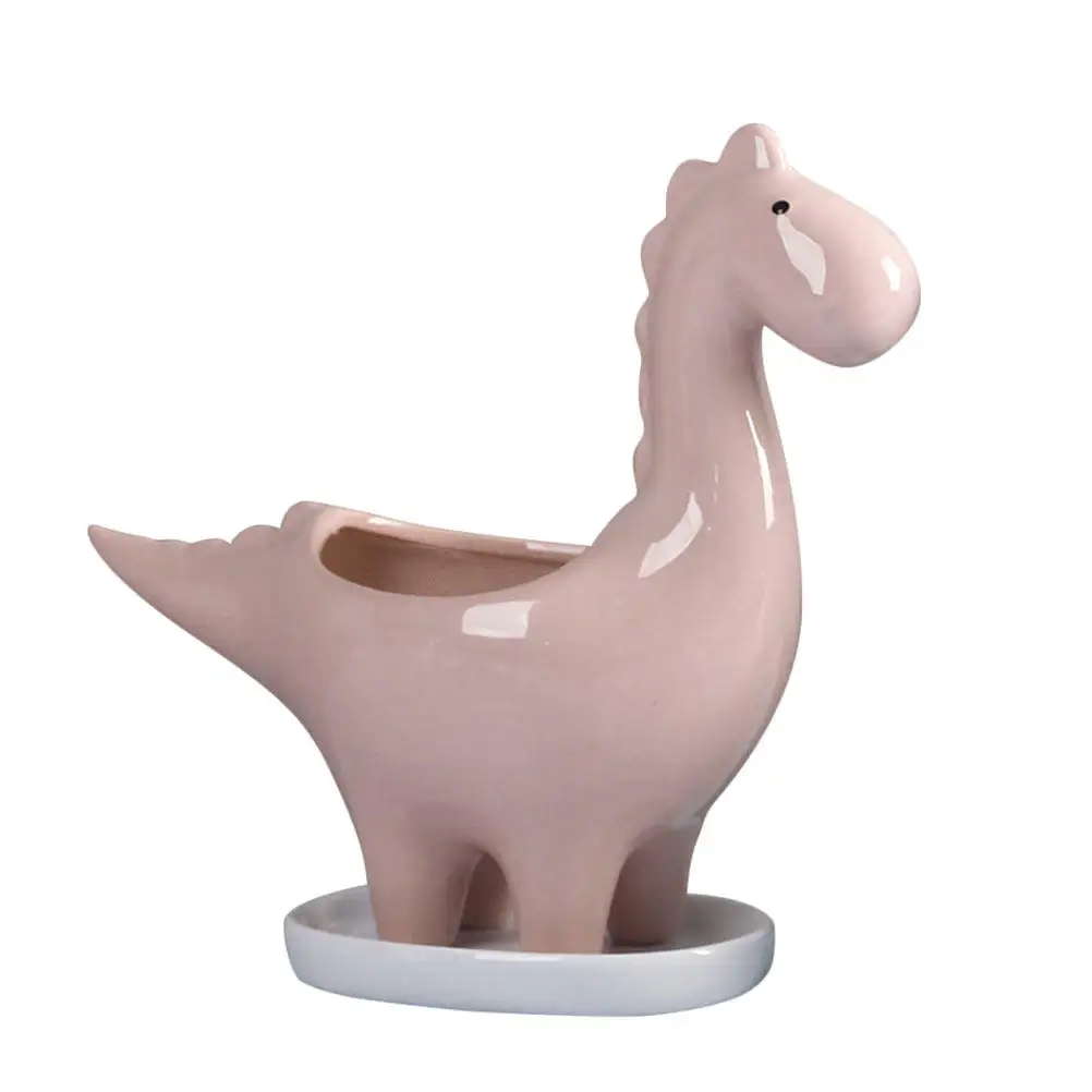 1Pcs Dinosaur Ceramic Planter Elegant Delicate Design Eco Friendly Tasteless Material Drainage Hole for Succulent Plants Home