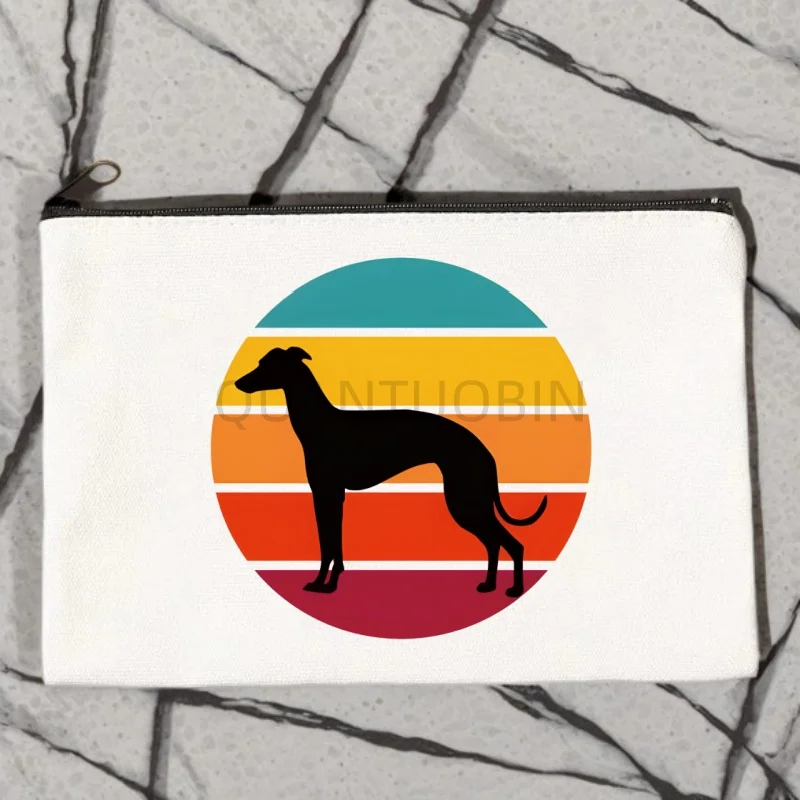 Greyhound Dog crazy greyhound lady Print Makeup Bag Travel Toiletry Organizer Pouch Female Canvas Zipper Cosmetic Bags Best Gift