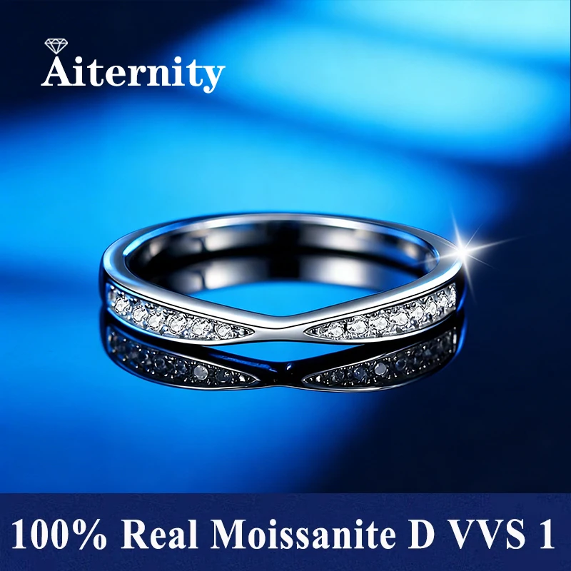 Moissanite Twist Arm Double End Open Ring, Gold Plated Gift