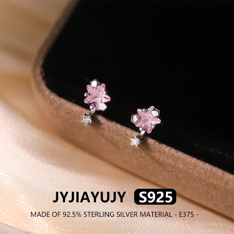 

JYJIAYUJY 100% Whole Original Sterling Silver S925 Stud Earrings Star Inlaid Colored Zirconia Elegance Gift For Women Use E375