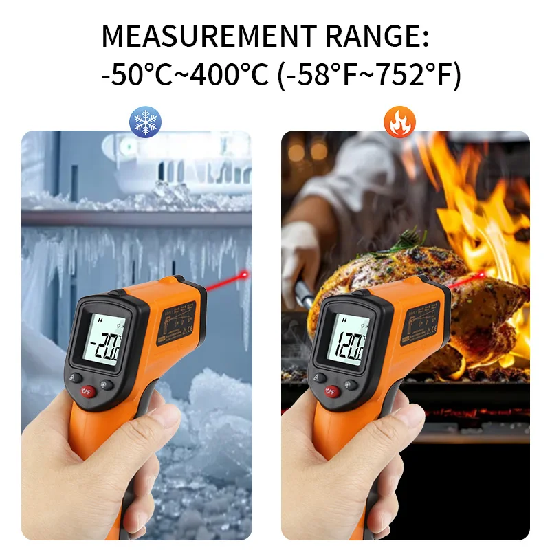 Infrarood Thermometer Non Contact Laser Pyrometer Industriële Digitale Ir Temperatuur Meter Point Gun -50 ~ 400 ℃-58 ~ 752F