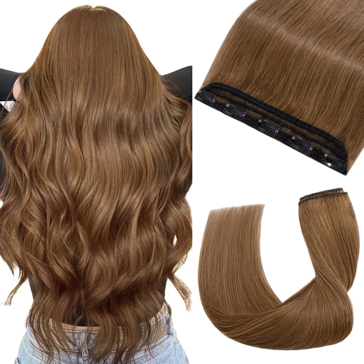 

# 6 Bone Straight Clip In Human Hair Extensions 100% настоящие человеческие волосы Светло-коричневые цельные 5 зажимов для наращивания волос 100 г/компл.