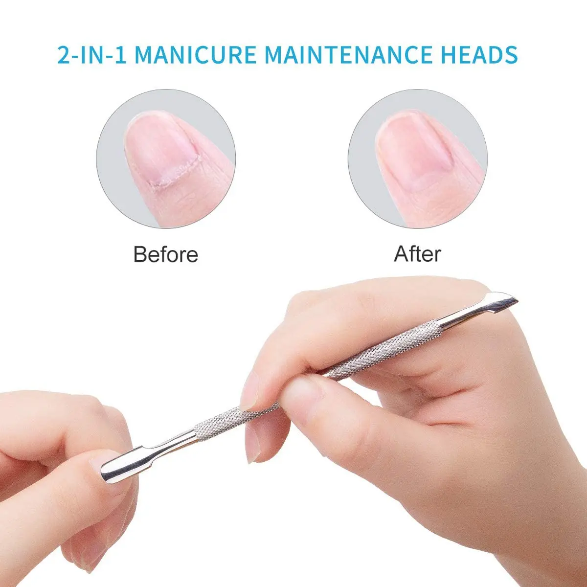 Double Head Cuticle Pusher Gel Nail Removal Tool Nail Dirt Cleaning Dead Skin Push Nail Pusher Manicure Tools Stainless Steel