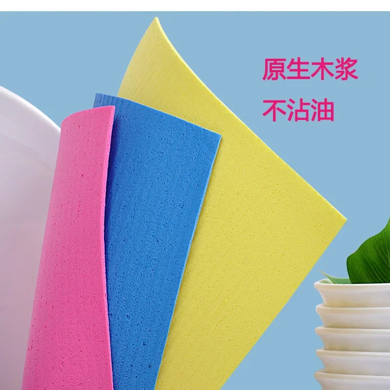 Premium Cleaning Cloths for Kitchen Dishes - Super Absorbent Fiber Sponges with Wood Pulp Cotton