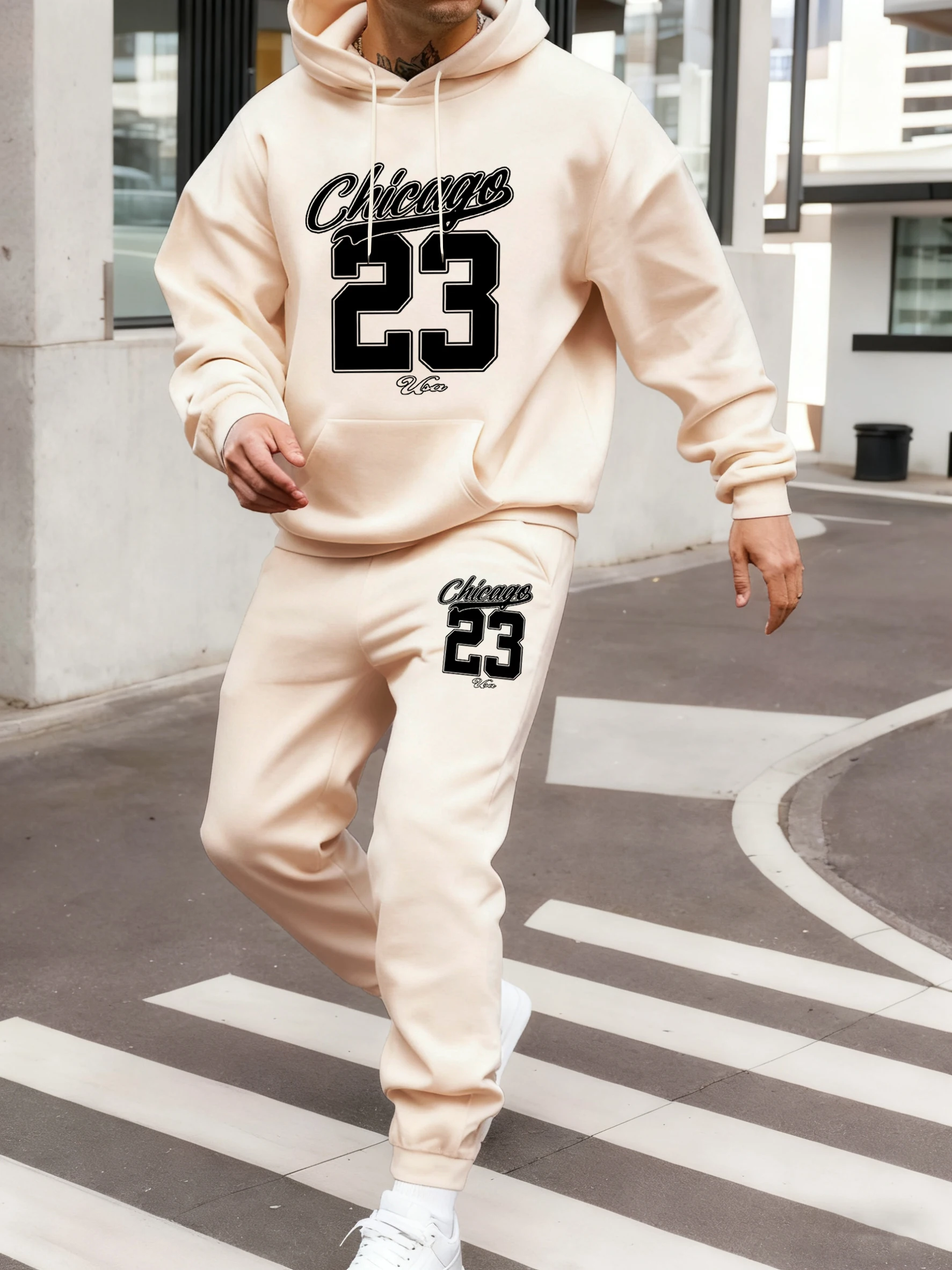 

Мужской комплект с капюшоном с принтом Chicago Art Number 23, мягкие спортивные штаны с карманами, спортивный флисовый пуловер, повседневные модные мужские осенние комплекты