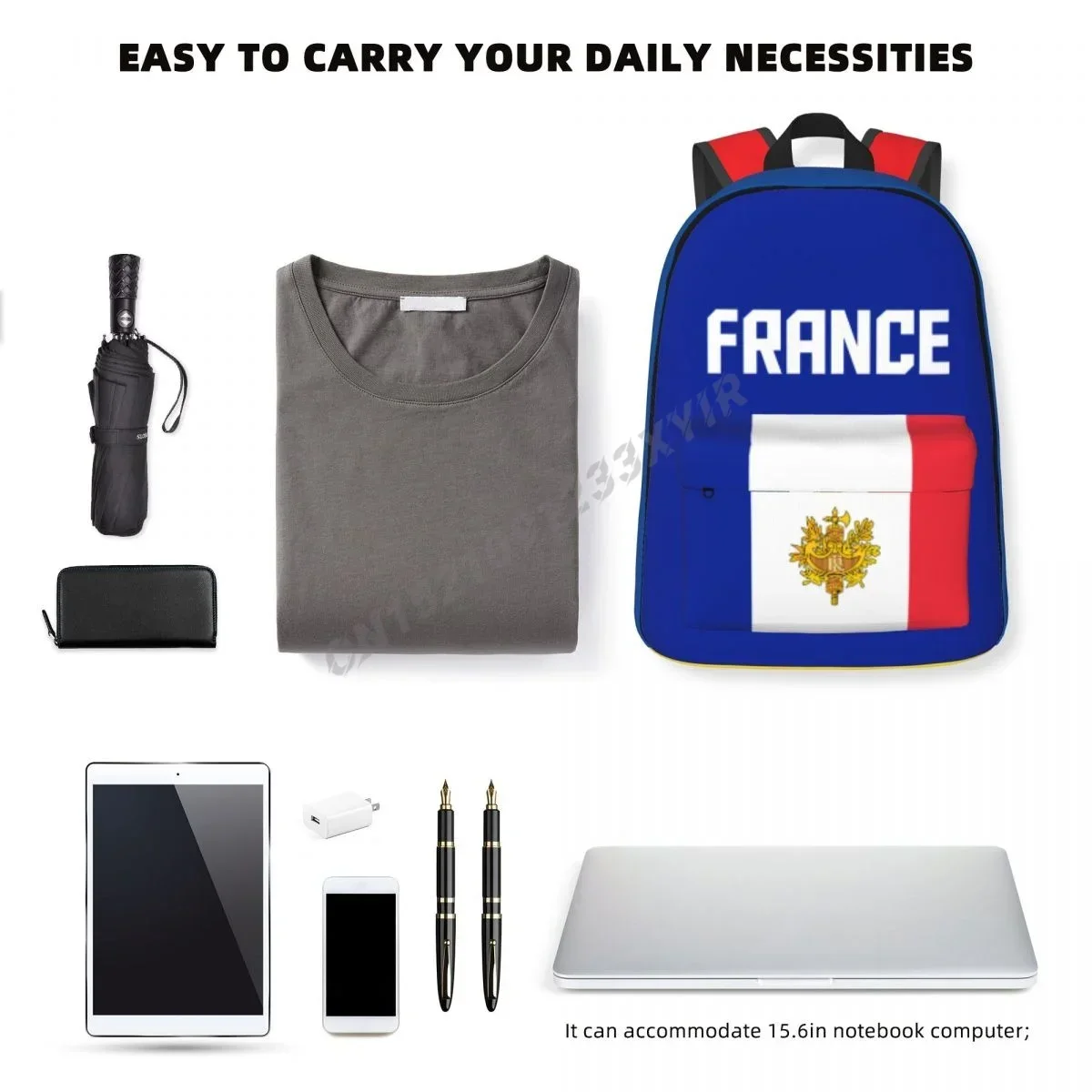 Custom Bag Unisex Backpack France Flag French Stitch Schoolbag Messenger Bag Case Laptop Travel Bag Mochila Gift