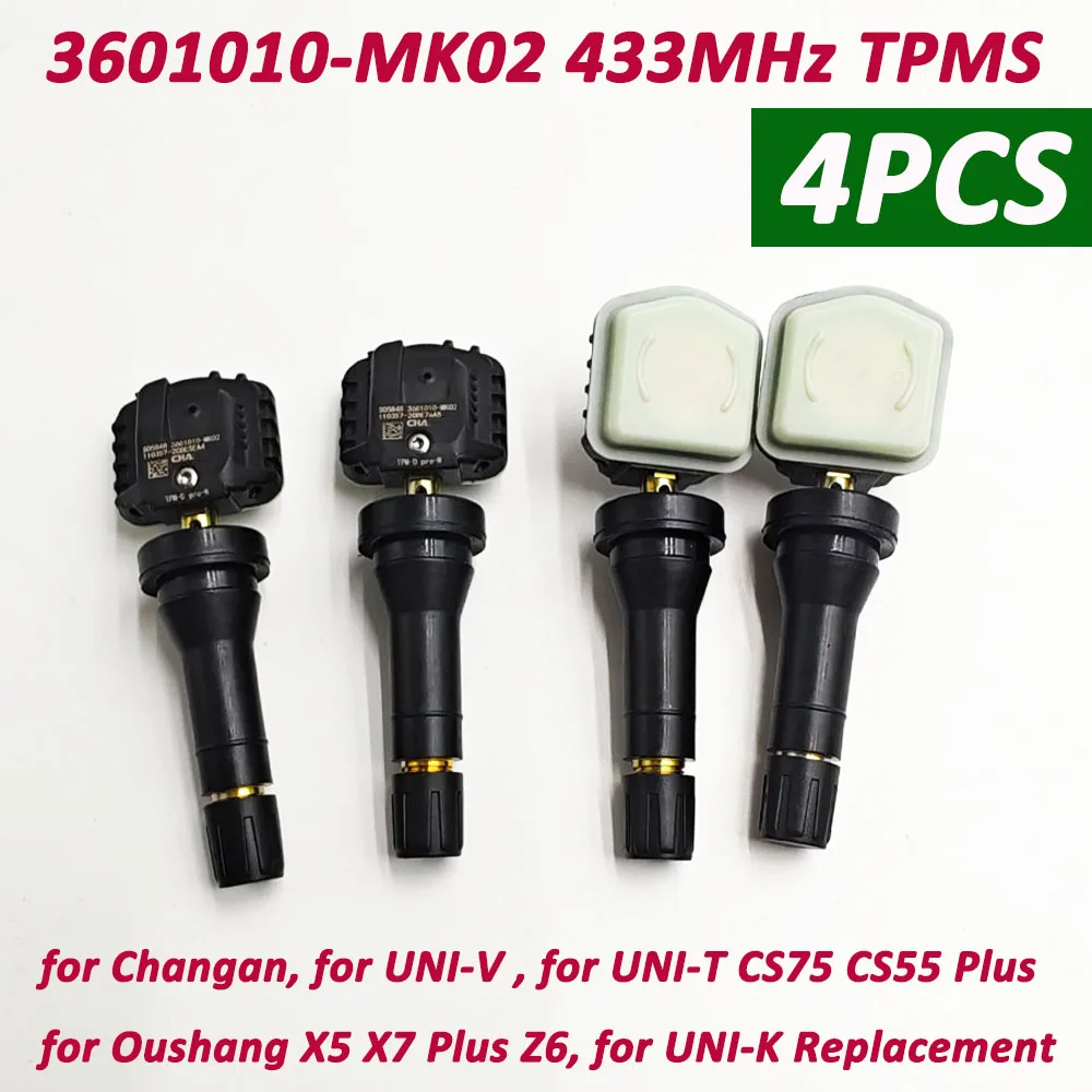 4PCS 3601010-MK02 Tire Pressure Monitoring Sensor 3601010MK02 433MHz TPMS For CHANGAN CS75 Deepal S7 Lamore S7 Oshan Z6 UNI-T