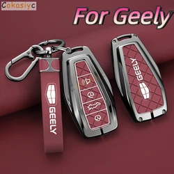 Zinc Alloy Leather Car Remote Key Case Cover For Geely Coolray X6 Emgrand Global Hawk GX7 Remote Accessories Car-Styling