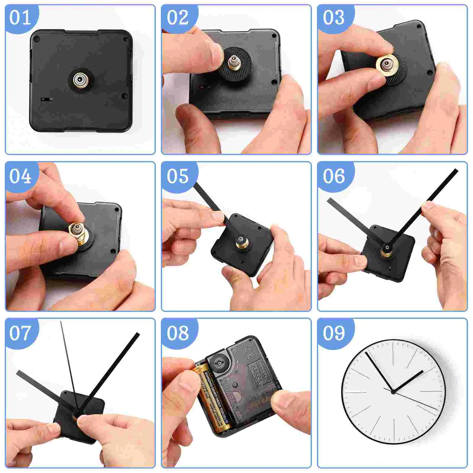 8 Sets Wall Clock Movement Quartz Parts Mechanisms Tools for Mechanics Mute DIY Repair Repairs