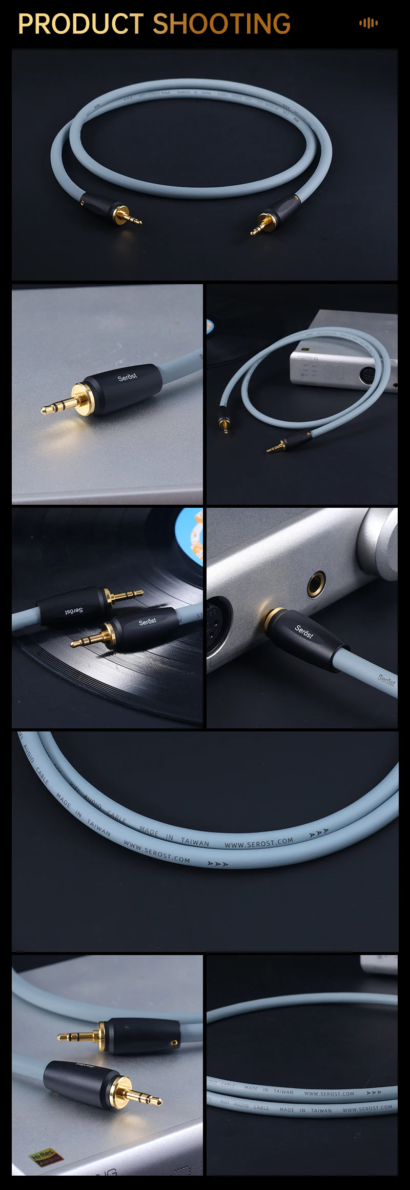 Serost Star HiFi OFC Sauerstofffreies Kupfer-Aux-Audiokabel 3,5mm auf 3,5mm Stecker für Kopfhörer, Verstärker, Lautsprecher, Auto-Audio, DAC, DSP – Detail 9