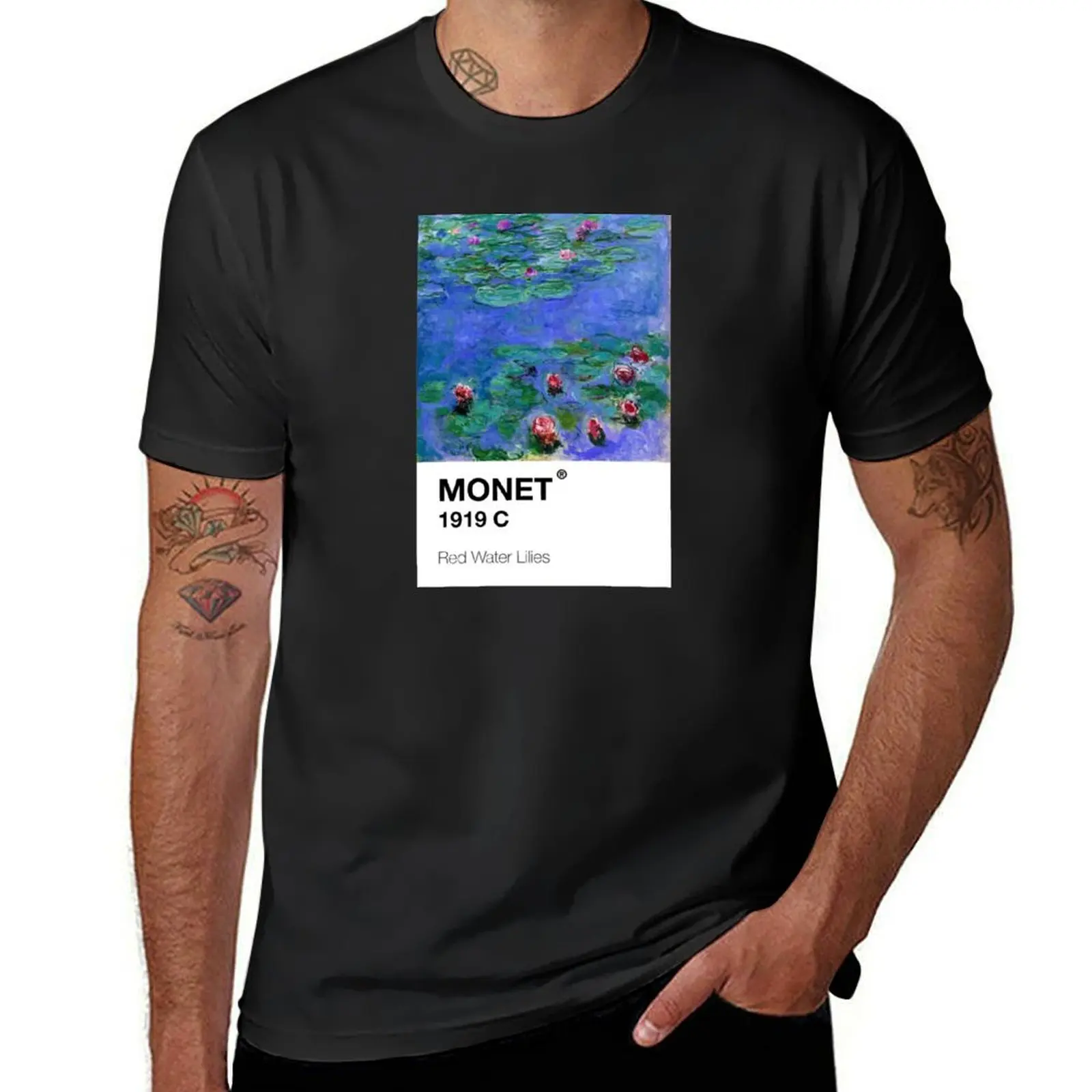 

Claude Monet red water lilies 1919 T-Shirt plain hippie clothes customizeds men workout shirt