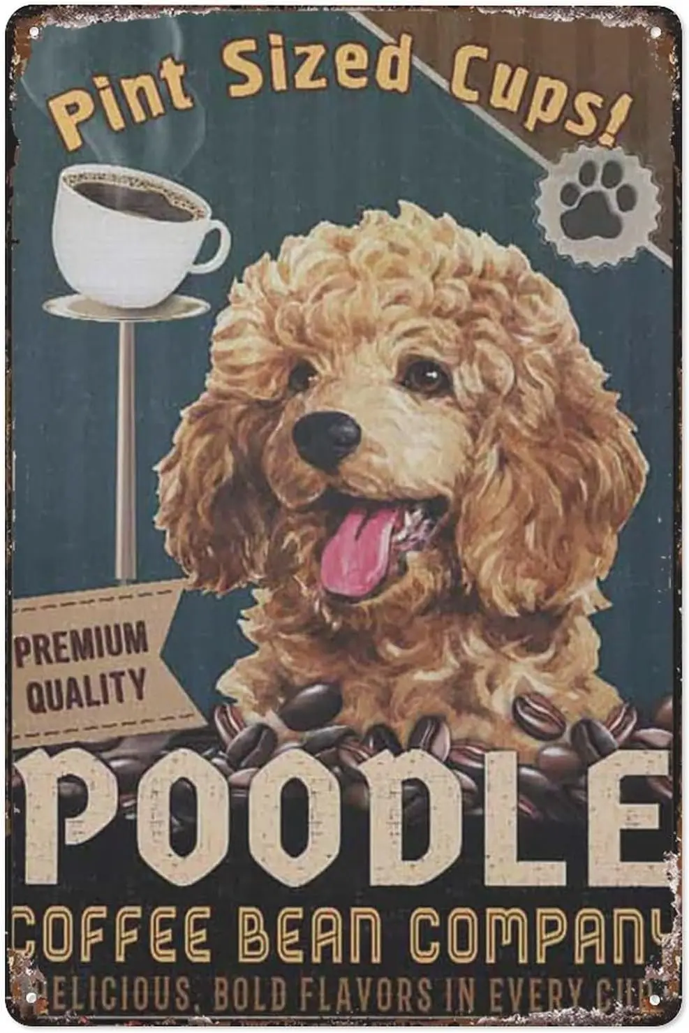 Vintage Style Metal Tin Sign Poodle Coffee Company Prints Art Wall Art Prints Wall Art Decor Gift Metal Wall Plaque Decorat sign