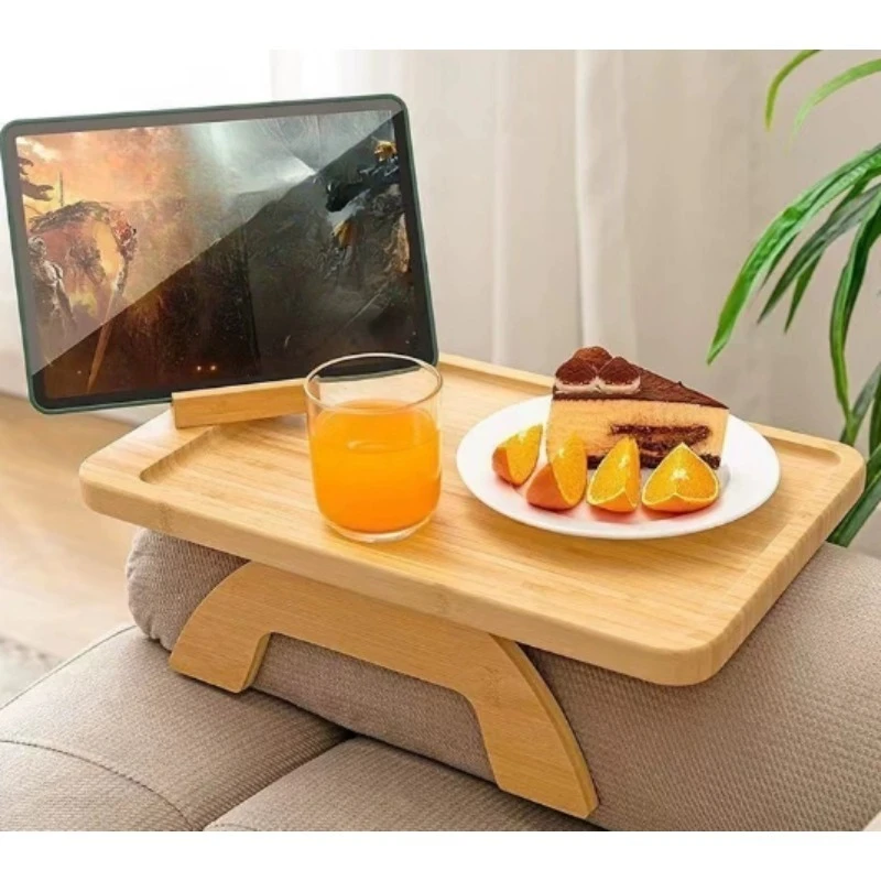 Clip‑on Sofa Armrest Tray Clamp‑on Couch Arm Snack Cup Holder Tray Board Small Apartment Home Living Room Side Table