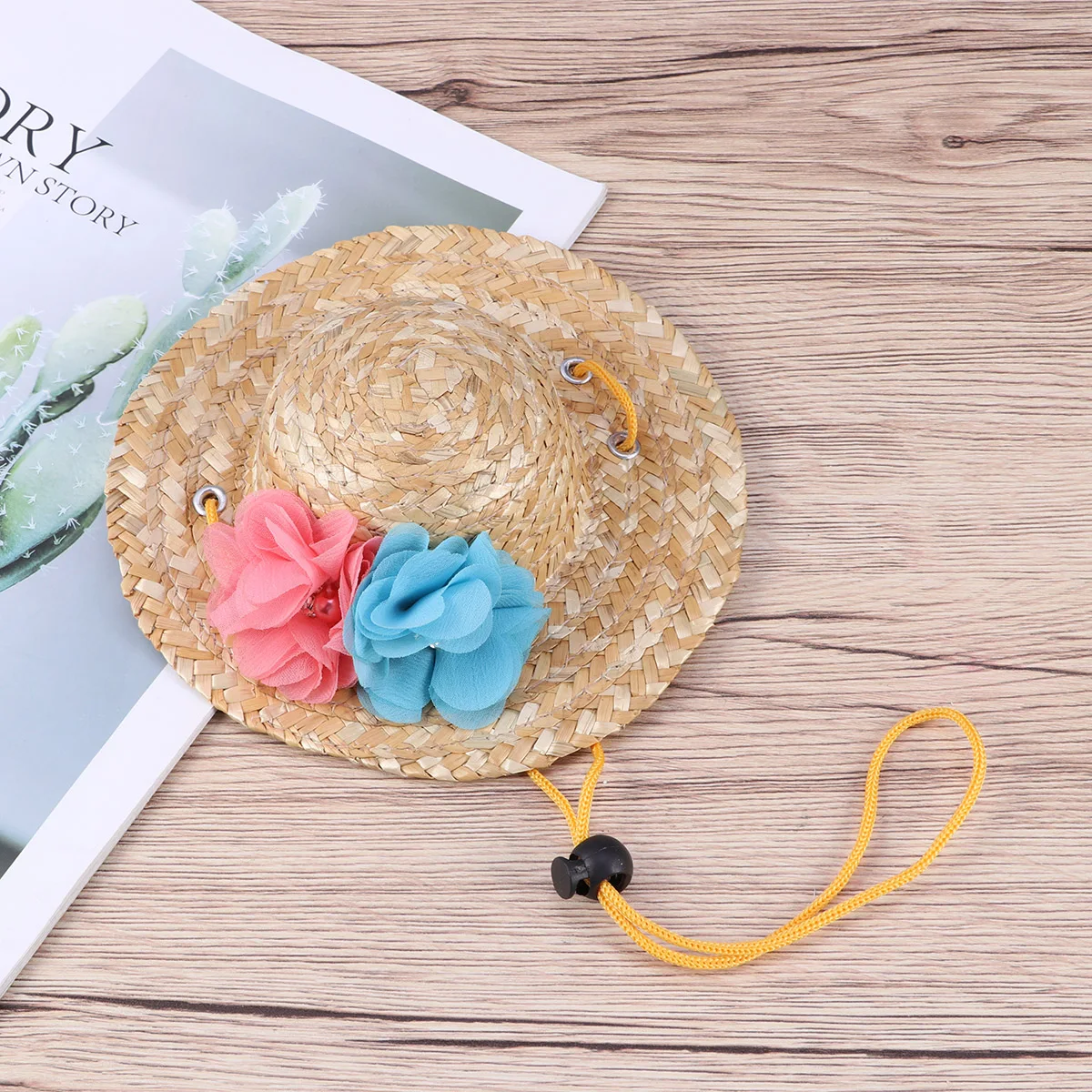 

1PC Pet Straw Hat for Dogs Cats Sun Adjustable Elastic Chin Strap Lightweight Stylish Unique Decoration Dog Sombrero