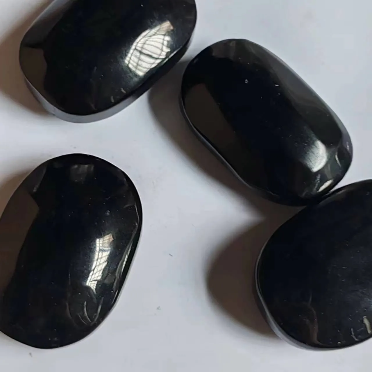 Natural Crystal Stone Obsidian Palm Stone Chakra Reiki Healing Pocket Worry Stone