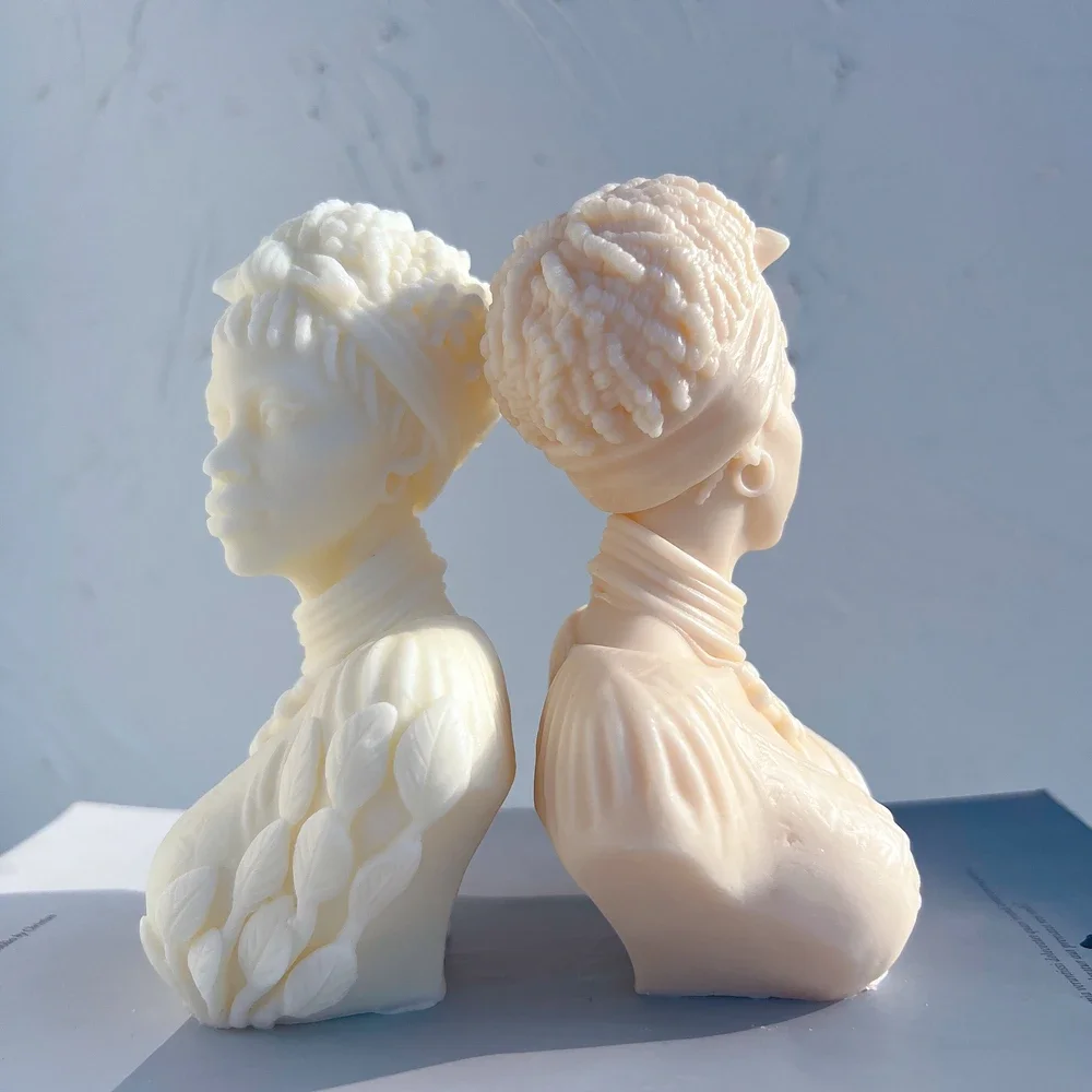 Afro Women Candle Mold African Female Goddess Bust Silicone Molds Beautiful Woman Wax Mold Home Decor