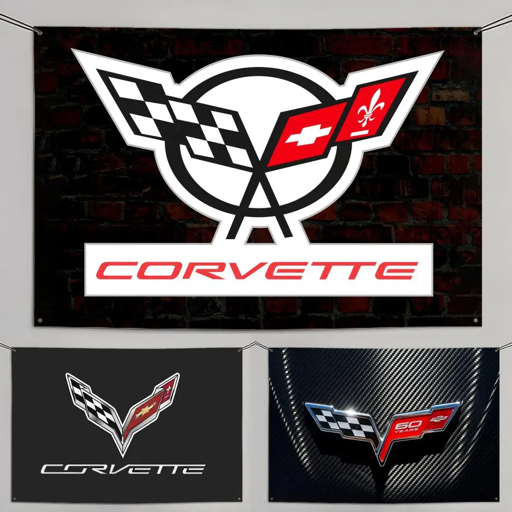 Berühmte C-CORVETTE coole Flaggen, Wandbehang für Schlafzimmer und Wohnzimmer, gemütlicher Wandteppich, Heimdekoration, Geschenk